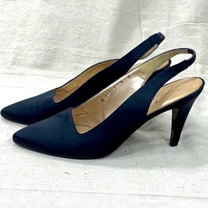 Caressa Black Satin Sling Back Pump 9M